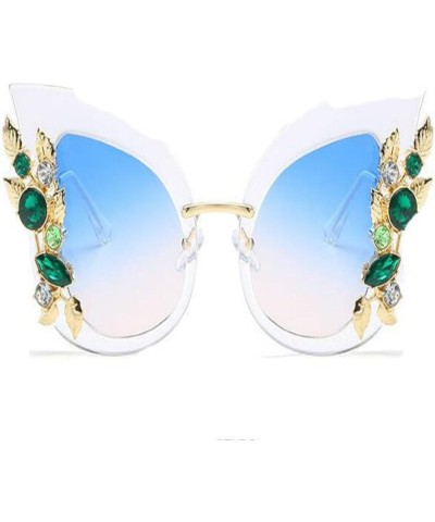 Women's Oversize Fashion Female Big Sun Glasses Crystal Diamond Cat Eye Sunglasses With Case Transparent $13.49 Cat Eye