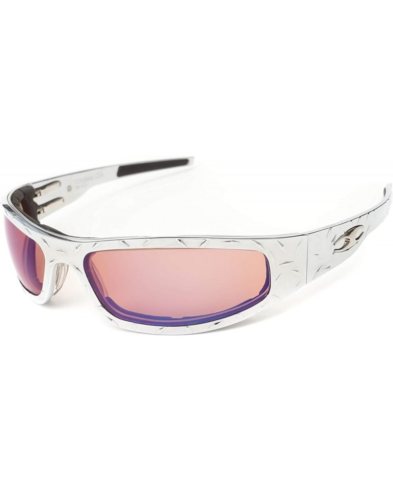 Billet Aluminum Riding Glasses - Windproof Foam - Baby Bagger Chrome Diamond Standard Grey Sunglasses HD Road $101.68 Designer