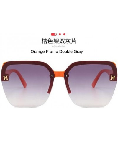 Eyebrow Half Frame Square Sunglasses Ladies Fashion Beach Glasses Foreign Trade Outdoor Travel Sunglasses Orange,gray $5.98 S...