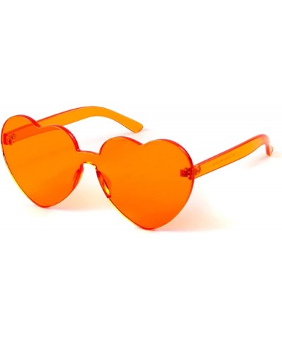 Heart Shaped Rimless sunglasses Women, Cute Transparent Candy Color Heart Glasses Festival Party Favor Orange $8.82 Rimless