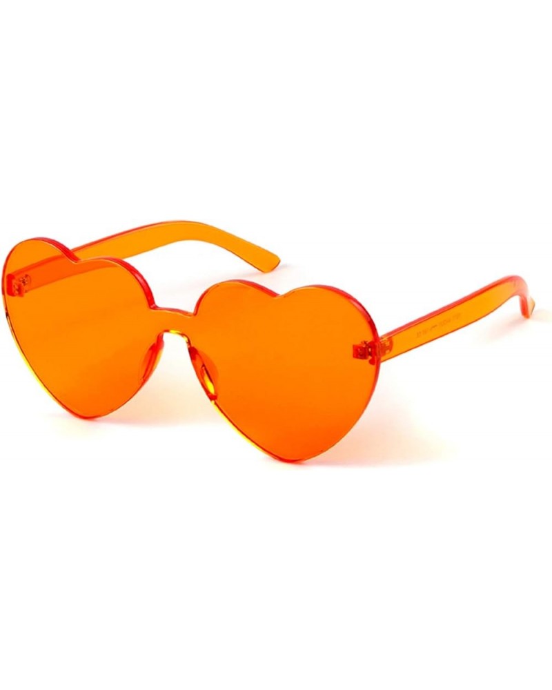 Heart Shaped Rimless sunglasses Women, Cute Transparent Candy Color Heart Glasses Festival Party Favor Orange $8.82 Rimless