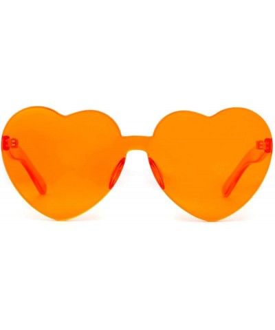 Heart Shaped Rimless sunglasses Women, Cute Transparent Candy Color Heart Glasses Festival Party Favor Orange $8.82 Rimless