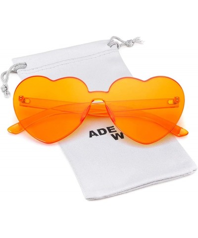 Heart Shaped Rimless sunglasses Women, Cute Transparent Candy Color Heart Glasses Festival Party Favor Orange $8.82 Rimless