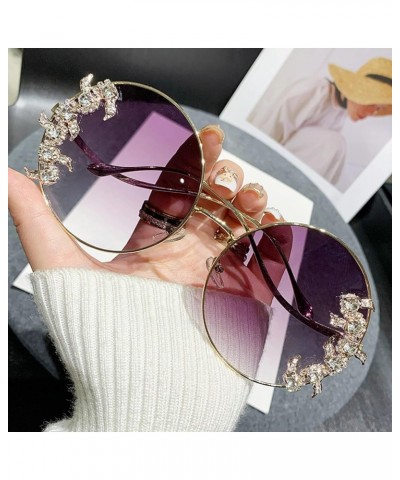 Retro Diamond Round Sunglasses Women Metal Frame Rhinestone bling Sunglasses Trendy Punk Shades Party Sun Glasses UV400 Gray ...