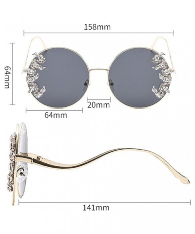 Retro Diamond Round Sunglasses Women Metal Frame Rhinestone bling Sunglasses Trendy Punk Shades Party Sun Glasses UV400 Gray ...