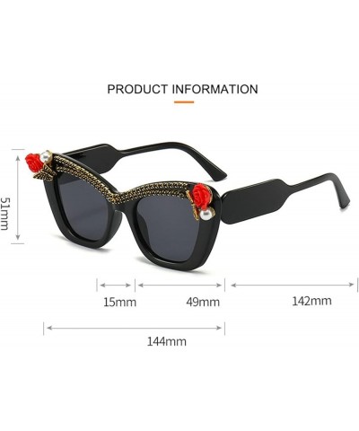 Cateye Sunglasses Thick Frame Women Rhinestone Square Vintage Futuristic Polygon Sunnies Green $9.48 Square