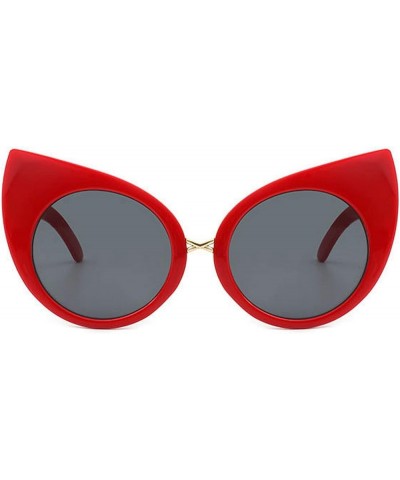 Cat Eye Shaped Trendy Vintage Sunglasses For Women and Men UV400 Protection Round Frame Sun Glasses Red $10.23 Designer