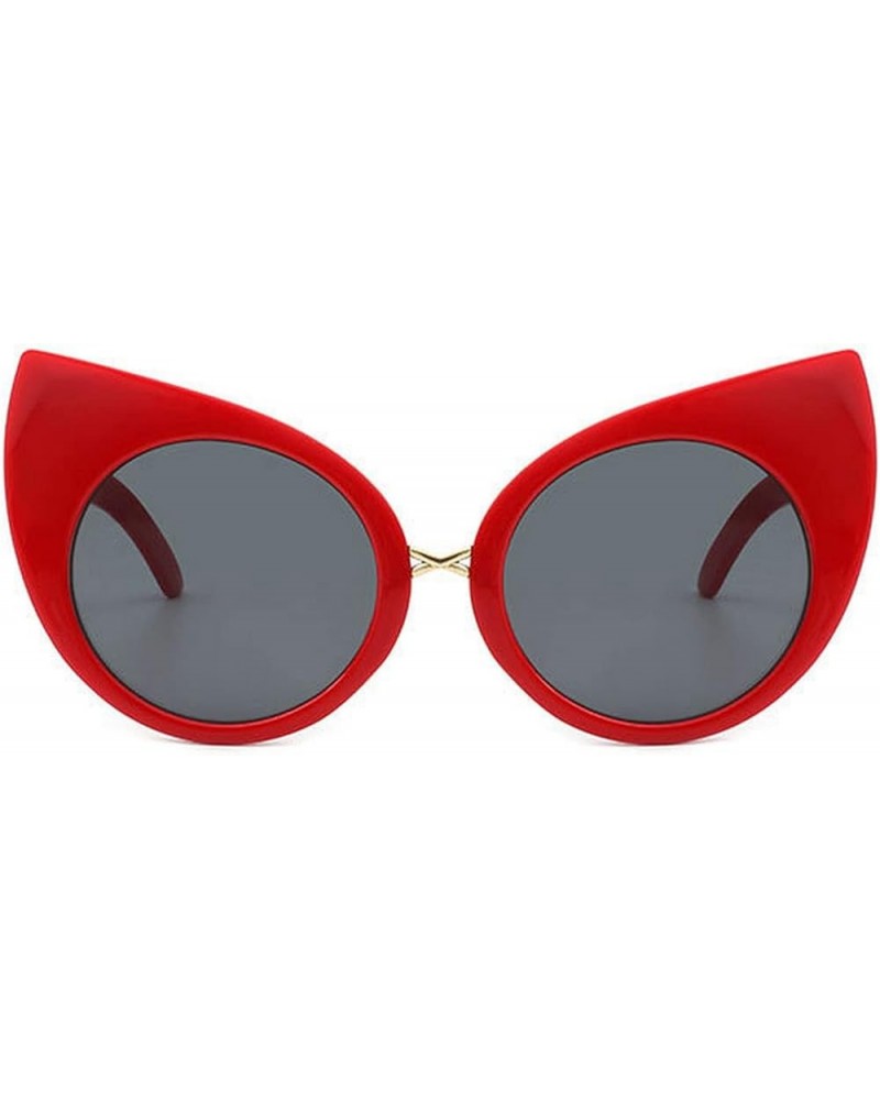 Cat Eye Shaped Trendy Vintage Sunglasses For Women and Men UV400 Protection Round Frame Sun Glasses Red $10.23 Designer