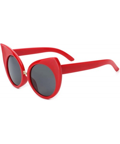 Cat Eye Shaped Trendy Vintage Sunglasses For Women and Men UV400 Protection Round Frame Sun Glasses Red $10.23 Designer