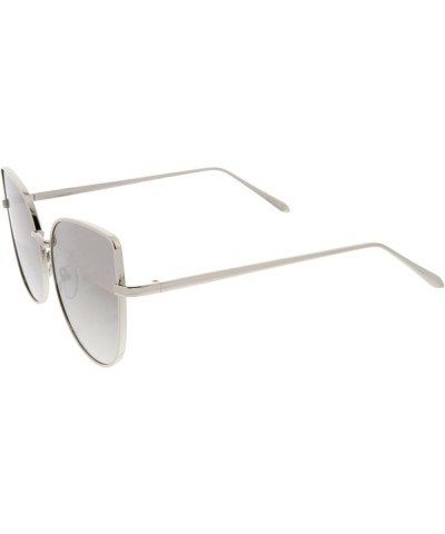 Oversize Slim Metal Frame Colored Mirror Flat Lens Cat Eye Sunglasses 58mm Shiny Silver / Silver Mirror $8.15 Cat Eye