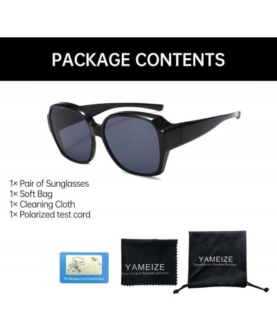 Trendy Polarized Wear Over Sunglasses - Anti Glare UV Protection Rectangle Cover Over Eyewear Driving for Men Women Black Gre...