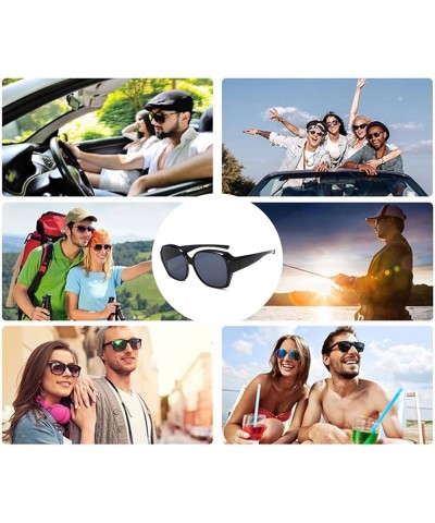 Trendy Polarized Wear Over Sunglasses - Anti Glare UV Protection Rectangle Cover Over Eyewear Driving for Men Women Black Gre...