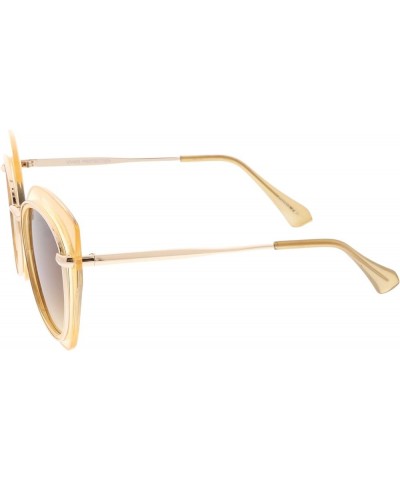 Women's Oversize Cat Eye Sunglasses With Metal Trim Slim Arms And Flat Lens 57mm Creme Gold / Amber $8.15 Cat Eye