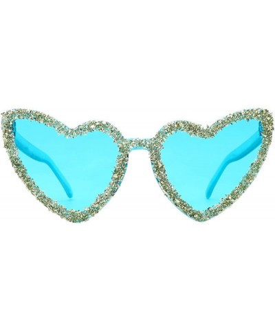 Heart shaped Rhinestone Sunglasses Women Fashion Diamond bling party pink Sun Glasses Crystal Shades Green $14.61 Designer