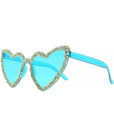 Heart shaped Rhinestone Sunglasses Women Fashion Diamond bling party pink Sun Glasses Crystal Shades Green $14.61 Designer