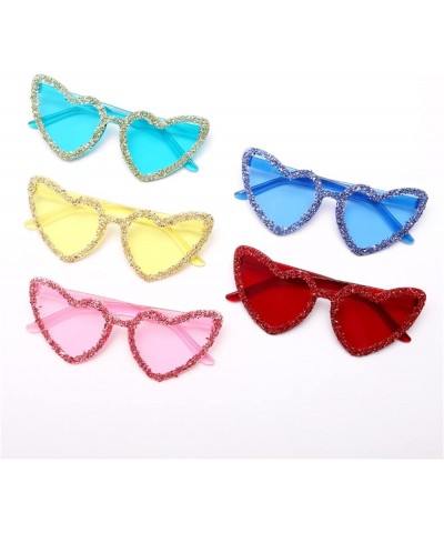 Heart shaped Rhinestone Sunglasses Women Fashion Diamond bling party pink Sun Glasses Crystal Shades Green $14.61 Designer