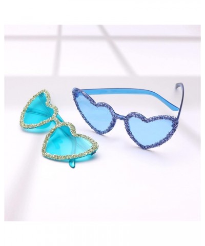 Heart shaped Rhinestone Sunglasses Women Fashion Diamond bling party pink Sun Glasses Crystal Shades Green $14.61 Designer