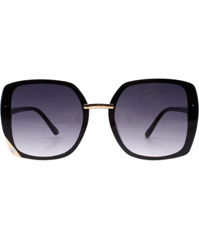 Womens Square Frame Sunglasses Star Design Corner UV 400 Gold Black (Smoke) $10.80 Square