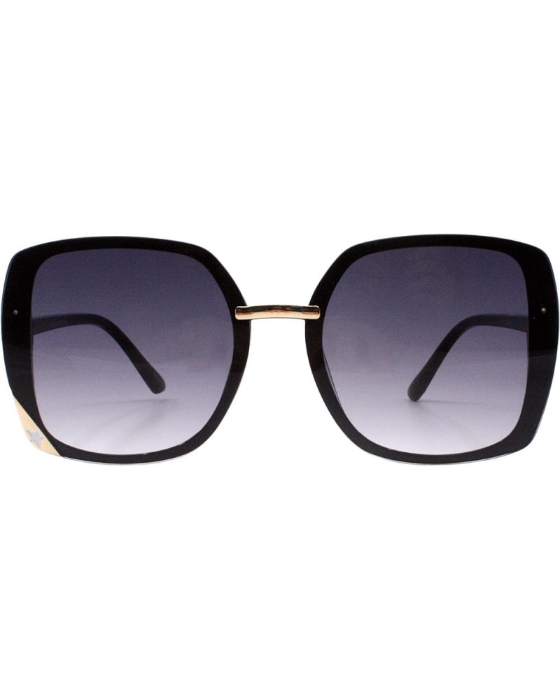 Womens Square Frame Sunglasses Star Design Corner UV 400 Gold Black (Smoke) $10.80 Square