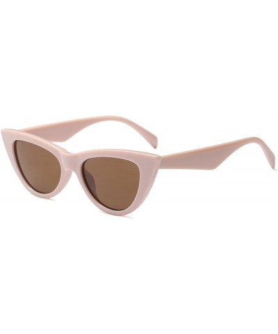 Women Small sunglasse Retro Vintage Cat Eye Eyewear Goggles Resin Frame Khaki $8.35 Oval