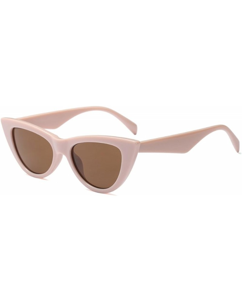 Women Small sunglasse Retro Vintage Cat Eye Eyewear Goggles Resin Frame Khaki $8.35 Oval