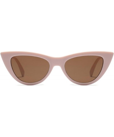 Women Small sunglasse Retro Vintage Cat Eye Eyewear Goggles Resin Frame Khaki $8.35 Oval