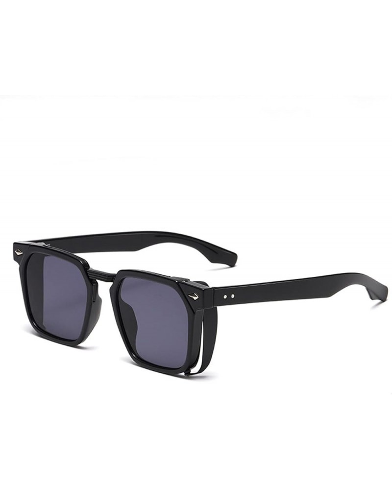 Retro Square Frame Men's And Women's Classic Punk Fashion Decorative Sunglasses B $34.59 Sport