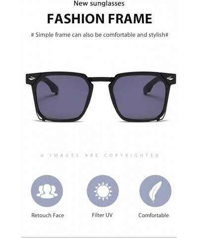 Retro Square Frame Men's And Women's Classic Punk Fashion Decorative Sunglasses B $34.59 Sport