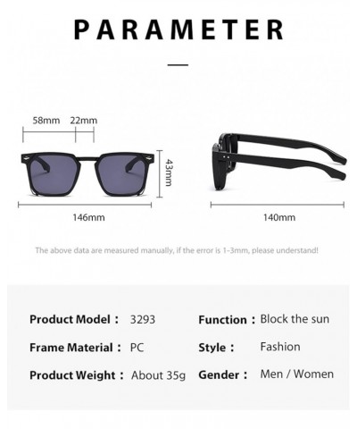 Retro Square Frame Men's And Women's Classic Punk Fashion Decorative Sunglasses B $34.59 Sport