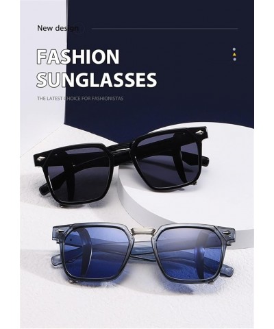 Retro Square Frame Men's And Women's Classic Punk Fashion Decorative Sunglasses B $34.59 Sport