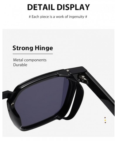 Retro Square Frame Men's And Women's Classic Punk Fashion Decorative Sunglasses B $34.59 Sport