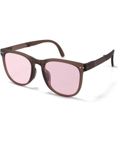 Men And Women Universal Shading Foldable Fashion Sunglasses, anti-uv, Anti-glare Mini Sunglasses, Light Pink Coffee $17.64 Oval