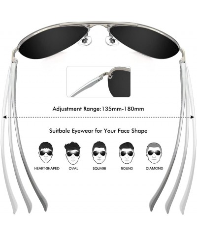 Aviator Sunglasses for Men and Women Polarized Mirrored for driving Black/Sliver Frame $19.19 Rimless