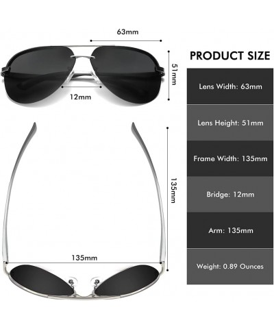 Aviator Sunglasses for Men and Women Polarized Mirrored for driving Black/Sliver Frame $19.19 Rimless