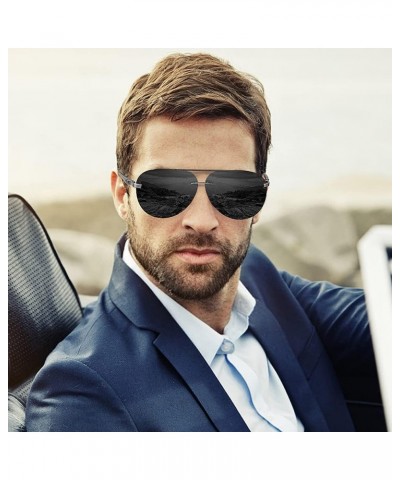 Aviator Sunglasses for Men and Women Polarized Mirrored for driving Black/Sliver Frame $19.19 Rimless