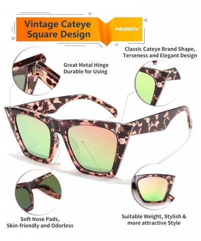 Vintage Square Cat Eye Sunglasses Women Trendy Cateye Sunglasses B2473 Clear Pink Black Lropard $8.66 Cat Eye