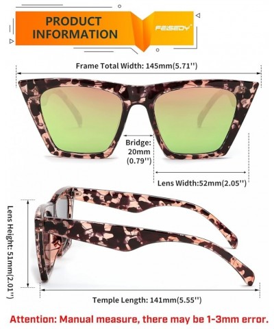 Vintage Square Cat Eye Sunglasses Women Trendy Cateye Sunglasses B2473 Clear Pink Black Lropard $8.66 Cat Eye