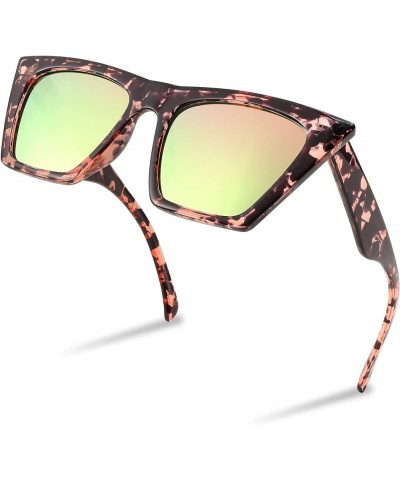 Vintage Square Cat Eye Sunglasses Women Trendy Cateye Sunglasses B2473 Clear Pink Black Lropard $8.66 Cat Eye