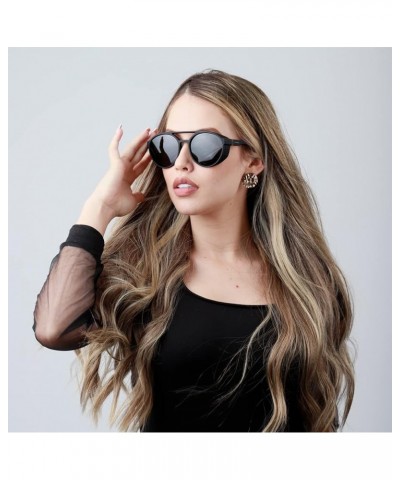 Orion Round Sunglasses Steampunk Goggles - Womens Sunglasses Uv 400 Filter, Circle Men Sunglasses Black $26.09 Shield