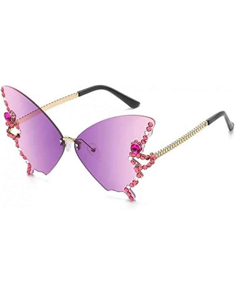 Diamond butterfly sunglasses,Butterfly Sunglasses Butterfly Rimless Eyewear, Rimless Sunglasses Purple-a $10.39 Rimless