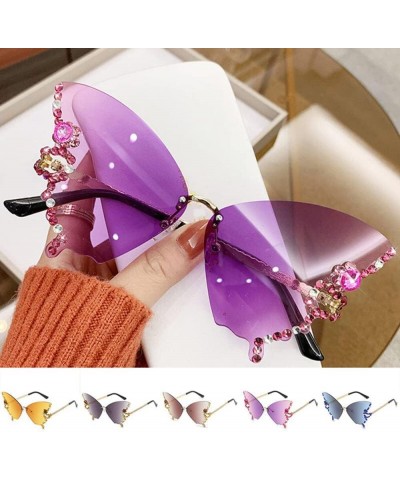 Diamond butterfly sunglasses,Butterfly Sunglasses Butterfly Rimless Eyewear, Rimless Sunglasses Purple-a $10.39 Rimless