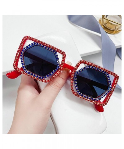 Trendy Rhinestone Sunglasses for Women Men,Vintage Stylish Cute Womens Rectangle Square bling Diamond Party Glasses 2pcs-blac...