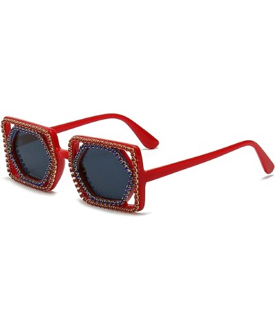 Trendy Rhinestone Sunglasses for Women Men,Vintage Stylish Cute Womens Rectangle Square bling Diamond Party Glasses 2pcs-blac...