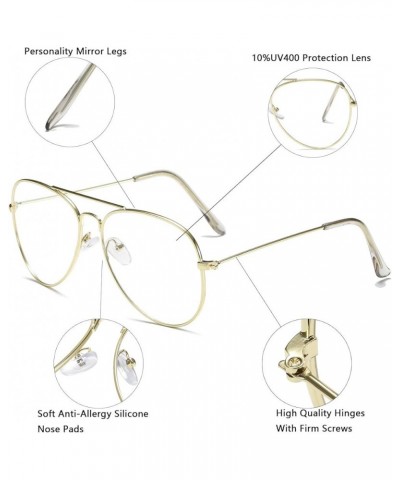 Clear Aviator Glasses Lens Premium Classic Metal Frame Eyeglasses Gold+black $16.02 Aviator