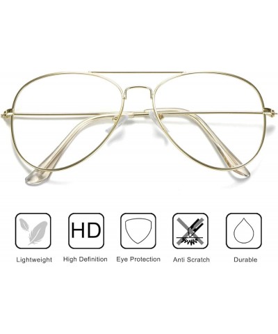 Clear Aviator Glasses Lens Premium Classic Metal Frame Eyeglasses Gold+black $16.02 Aviator