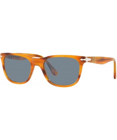 PO3291S Rectangular Sunglasses Striped Brown/Light Blue $112.32 Rectangular