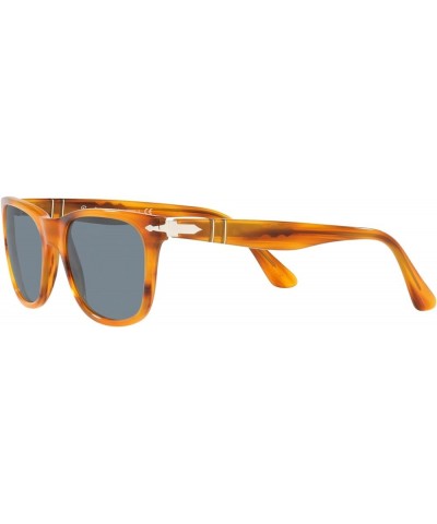 PO3291S Rectangular Sunglasses Striped Brown/Light Blue $112.32 Rectangular