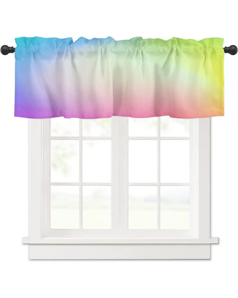 Gradient Window Curtain Valance for Kitchen Windows/Bathroom/Living Room/Bedroom Privacy Decorative Rod Pocket Short Window V...