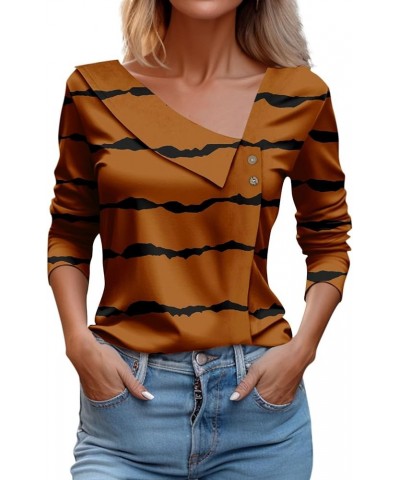 Women's 2023 Fall Long Sleeve Cotton Tops V Neck Comfy Henley Oversized Blouses Lose Fit Hippie Cowl V Neck Clothes 2-brown $...