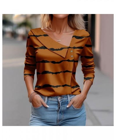 Women's 2023 Fall Long Sleeve Cotton Tops V Neck Comfy Henley Oversized Blouses Lose Fit Hippie Cowl V Neck Clothes 2-brown $...